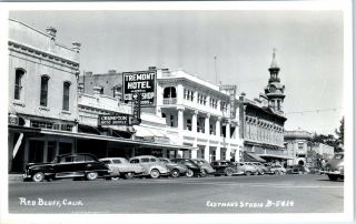 Rppc Red Bluff,  Ca California Street Scene Cool C1930s Cars Eastman Postcard