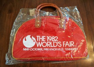 1982 Worlds Fair Knoxville Tennessee Red Duffel Bag Nos