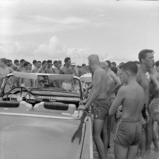 Sq318 Photo Negative 2 1/4 " 1950s ? Beach Culture Florida Men Cars