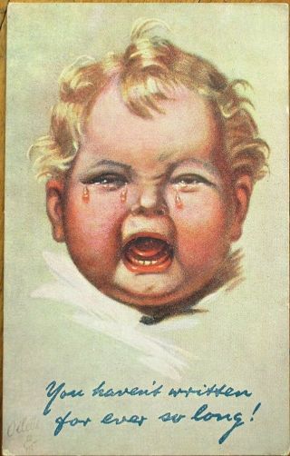 Raphael Tuck Oilette 1919 Postcard: Crying Baby,  