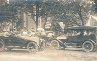 Brandon,  Vt Rppc Cars At The Fourth Of July Parade 1914