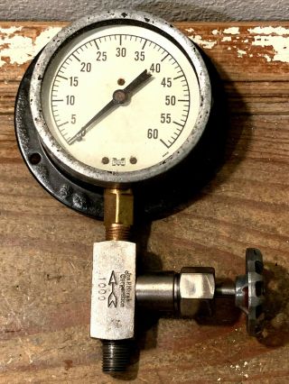 Large Vintage Brass Pressure Gauge Gauge,  Steampunk,  Antique Jas P Marsh Valve