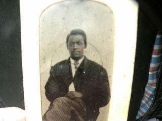 Antique Rare Civil War Era Young Black American Gentleman Tintype Photograph
