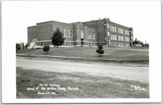 Woodruff,  Wi Rppc Photo Postcard " Av - W School Home Of The Million Penny Parade "