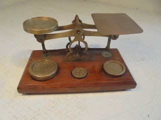 Large Set Of Antique Brass Postal Scales,  Postage Scales,  Weights