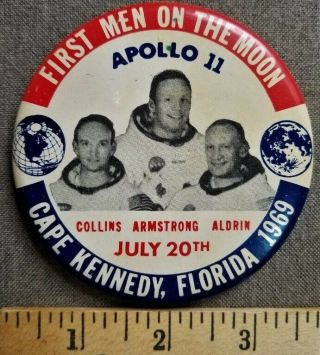 Apollo 11 Moon Landing 3 1/2 Inch Button.  Owner.