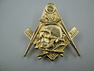Freemasons Widows Son Hiram Abiff 24kt Gold Plated Masonic Bikers Vest Pin