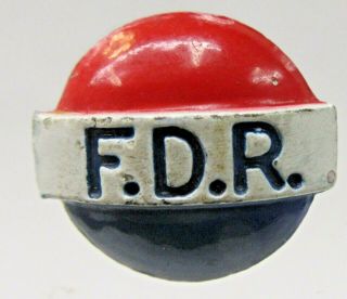 Unusual F.  D.  R.  Roosevelt Fdr 7/8 " Pot Metal Pinback Button President ^