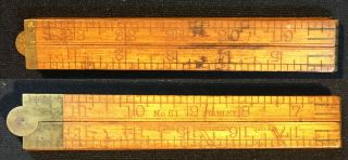 Antique STANLEY No.  61 Folding Ruler BOXWOOD and BRASS 24 