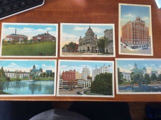 Postcard Set Of 6.  Mansfield,  Ohio.  Various Scenes.  Park,  School,  Prison.
