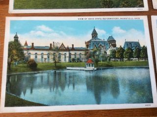 Postcard Set of 6.  Mansfield,  Ohio.  Various Scenes.  Park,  School,  Prison. 2
