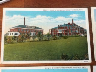 Postcard Set of 6.  Mansfield,  Ohio.  Various Scenes.  Park,  School,  Prison. 3