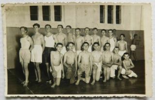 Group Of Young Muscular Boys,  Shirtless,  Vintage Photo