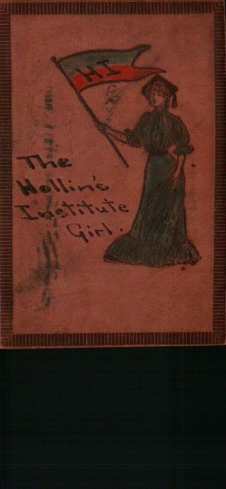 The Hollins Institute Girl Vintage Leather Postcard