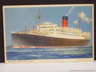 Cunard Line Rms Franconia Ocean Liner Steamship Postcard Passenger Ship 1954 Old