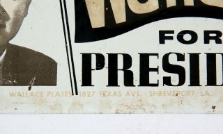 Authentic Vintage 1968 George Wallace For President License Plate Shreveport 3