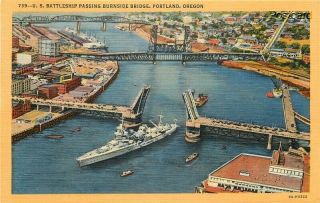 Or,  Portland,  Oregon,  Burnside Bridge,  Battleship,  Wesley Andrews No.  8a - H3222