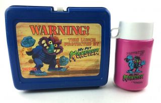 Vintage 1986 " My Pet Monster” Lunch Box And Thermos