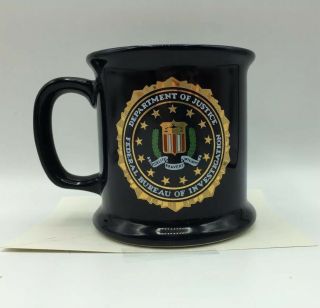 Fbi Coffee Mug Department Of Justice Cup.  Part Of Label Still On The Bottom.