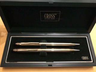 Vintage Cross 10 Karat Gold - Filled Pen And Pencil Set 450105 With Ext