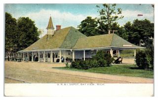 1911 Grand Rapids & Indiana Railroad Depot,  Bay View,  Mi Postcard 5l3