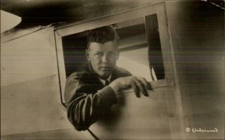Pilot Charles Lindbergh Spirit Of St.  Louis Real Photo Card Blank Back
