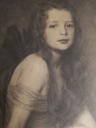 Antique 1910 OVAL Photo Portrait Seductive Girl Signed 7 - 7/8Th X 9.  5 