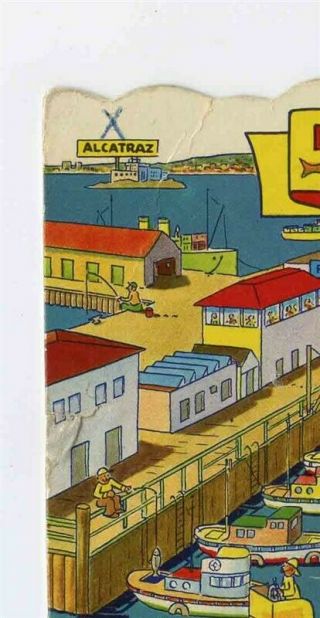 Fisherman ' s Wharf Oversized Die Cut Postcard San Francisco California 1956 2