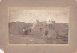 Cabinet Card Photo Of Native American Indian Pueblo Dwellings Circa 1890s - 1900