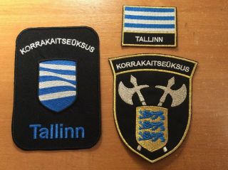 3 Estonia Police Patches Capital City Tallin -