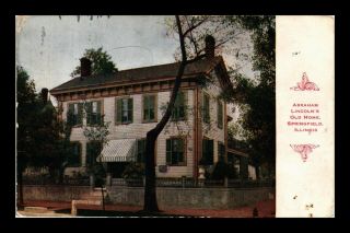 Dr Jim Stamps Us Abraham Lincoln Home Springfield Illinois Postcard Flag Cancel