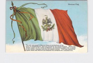 Antique Postcard Mexican Flag Colors Symbolic Of Wars And Peace Eagle With Snake