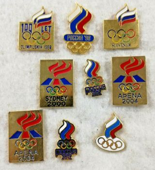 9 Noc Pins " Russia & Slovenia " For Differents Olympic Games Htf