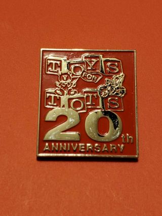 (2) Rare Toys For Tots Pins 20th Anniversary Pin & Toys For Tots Train Pin Red