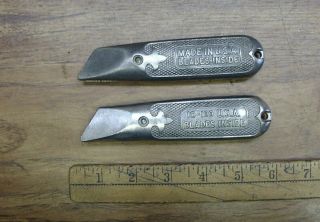 Old Tools,  2 Vintage Stanley No.  199 Fixed Blade Utility Knives, 3