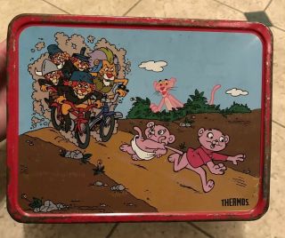 1984 The Pink Panther & Sons Cartoon Thermos Metal Lunchbox & Thermos 2