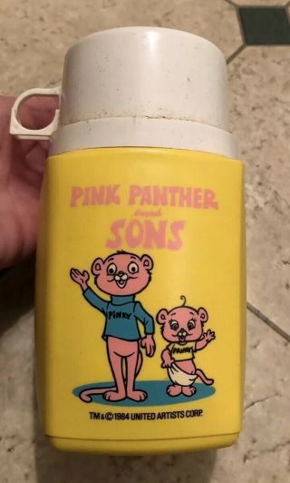 1984 The Pink Panther & Sons Cartoon Thermos Metal Lunchbox & Thermos 8