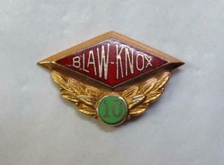 Vintage 10k Gold W Enamel Blaw Knox Service Pin 10 Years Of Service Award - Lgb