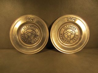 Commerative 1904 Illinois Athletic Club Pewter Plates Chicago By Rwp