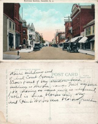 Newton N.  J.  Business Section Antique Postcard Street Scene