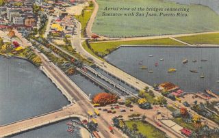 San Juan Puerto Rico Santurce Bridges Aerial View Vintage Postcard Je228673
