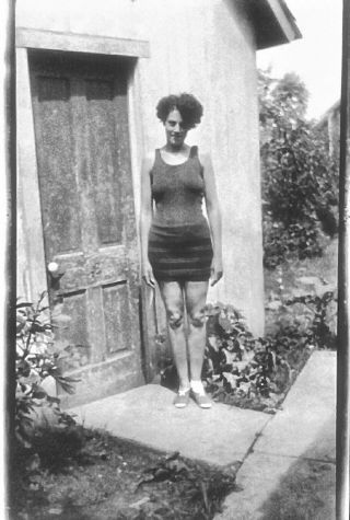 Vintage Old 1912 Photo Negative Pretty Woman Girl In Funky Swimsuit Fashion Iowa