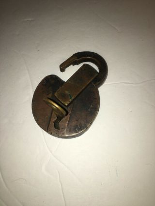 Antique Padlock W Key And Switch Cover Iron Metal