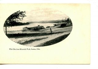 " The Ohio " Riverboat - Steamship - Riverside Park - Ironton - Vintage B/w Postcard