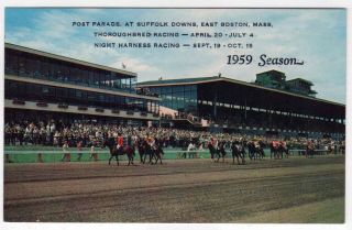 1959 Horse Racing Season Suffolk Downs East Boston Massachusetts Pc Postcard Ma
