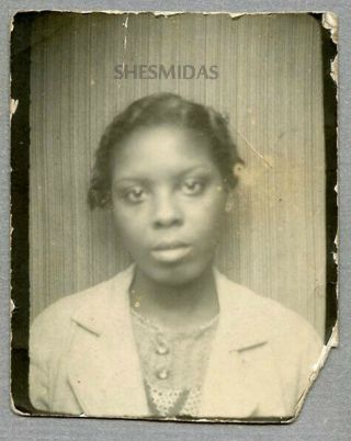 455 African American Teen Girl In The Photobooth,  Vintage Photo