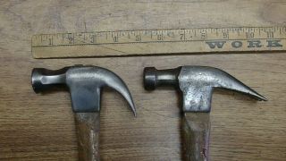 Old Tools,  2 Vntg Red Diamond Hammers,  1lb.  7.  2oz Curved & 1lb.  9oz Straight 4