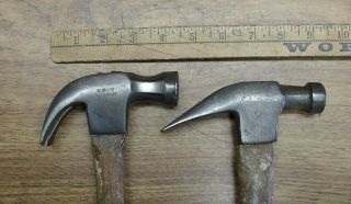 Old Tools,  2 Vntg Red Diamond Hammers,  1lb.  7.  2oz Curved & 1lb.  9oz Straight 5