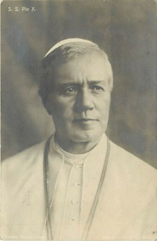 Vintage Italian Real Photo Postcard Rppc Pope Pius X Portrait Richter Photo Rome
