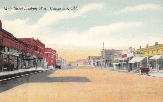 Collinsville Oklahoma Main Street West Rogers & Keith Grocers 1908 Postcard